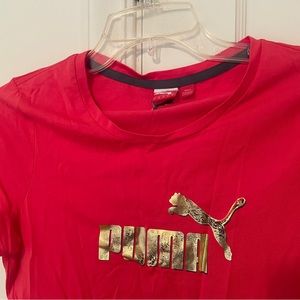 Puma Ladies T-Shirt Red with Gold Leopard